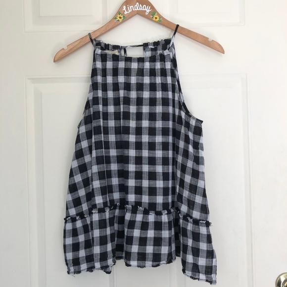 cloth & stone Tops - Anthropologie Cloth & Stone Gingham Peplum Tank